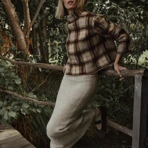 Zara: PLAID BRUSHED EFFECT KNIT SWEATER